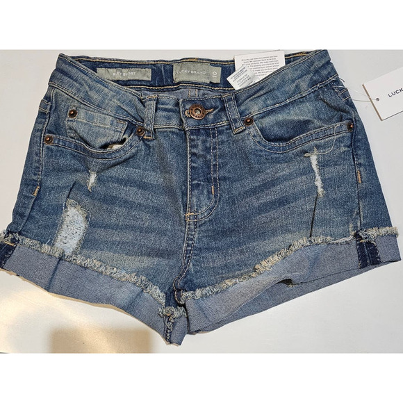 LUCKY BRAND Big Girls Riley Cuffed Denim Shorts Size 10 NWT - Picture 2 of 6
